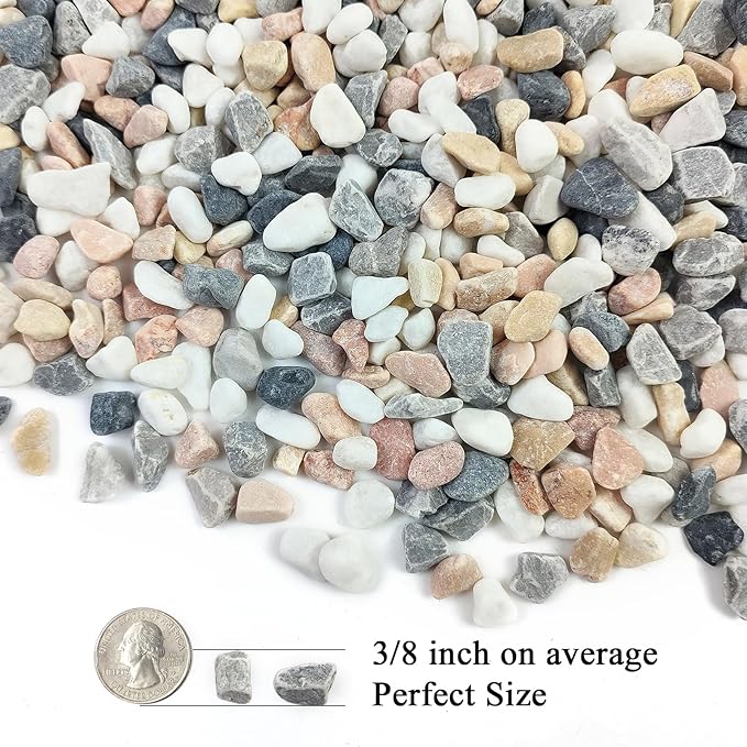 2 lbs Succulent and Cactus Pebbles Gravel, 3/8 Inch Mixed Color Decorative River Rocks for Plants Indoor, Vases, Terrarium, Potted Top Dressing and Outdoor Decorative Stones-PawvioPets