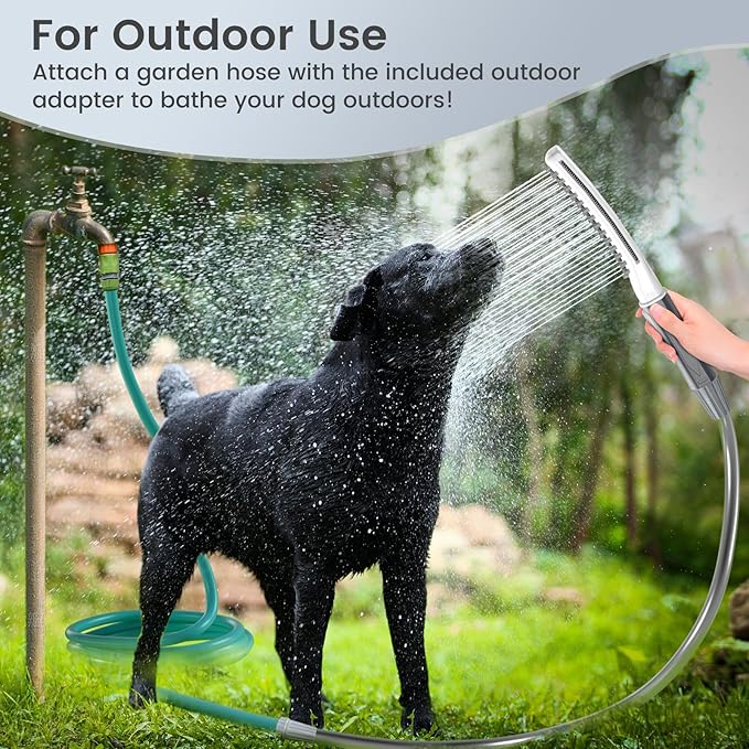 Dog Shower Attachment, Dog Shower Wand for Fast and Easy Washing Dog, Pet Shower Head with 3 Spray Modes, 8-Foot Hose, Indoor Outdoor Bath Your Dog-PawvioPets