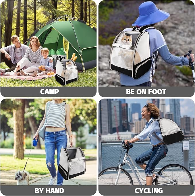 Cat Backpack Carrier,Pet Carrier Airline Approved for Small Dog Cat Puppy Kitten Bunny,Ventilated Mesh Design Animal Backpack for Hiking Camping Travel Bag (Black)-PawvioPets