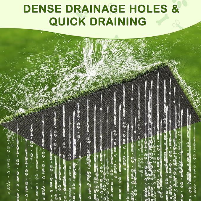 Dog Grass Pad with Tray, 34''X23'' Large Artificial Turf Grass Potty, Reusable Puppy Pee Pads for Dogs, Portable Dog Litter Box for Indoor/Outdoor Potty Training Toilet-PawvioPets