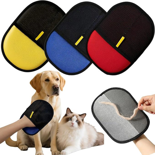 3Pcs Electrostatic Pet Hair Removal Gloves for Cats&Dogs,2025 New Upgraded Reusable Quick De-Shedding Grooming Gloves, Animal Fur Remover Tool for Couch,Carpet,Furniture,Car Seat,Clothing,Curtain-PawvioPets