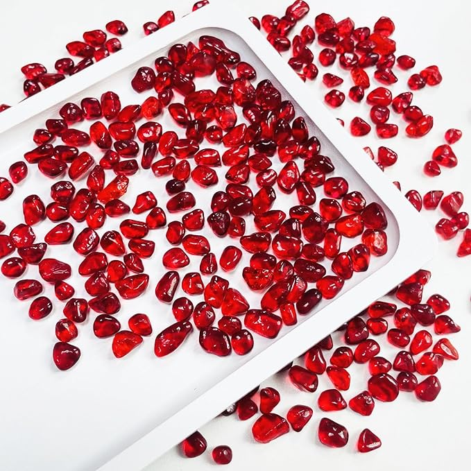 Glass Stones, 0.85LB/385g Red Aquarium Gravel Rocks, Red Pebbles for Fish Tank, Sea Glass for Vase Filler Craft-PawvioPets