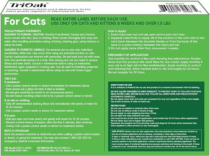 Flea and Tick Prevention for Cats: Flea & Tick Topical for Cats Over 1.5lbs, 6 Dose Flea and Tick Control/Prevention for 6 Months (6 Pack)-PawvioPets