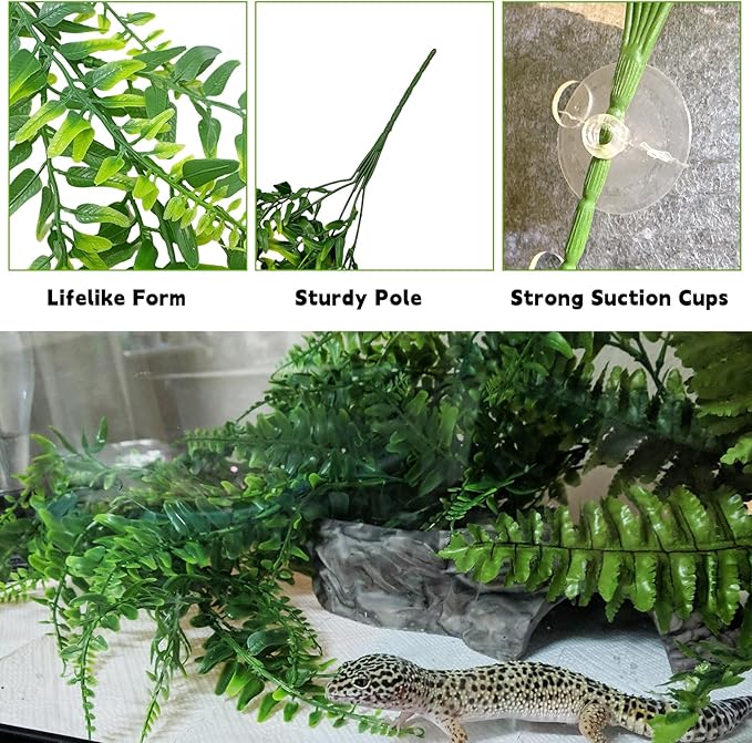 BNOSDM Reptile Vines, Bendable Jungle Climbing Vine with Moss,Terrarium Plants Decor,Artificial Plants Tank Decorations Accessories for Bearded Dragons Chameleons Snakes Lizards Hermit Crabs-PawvioPets