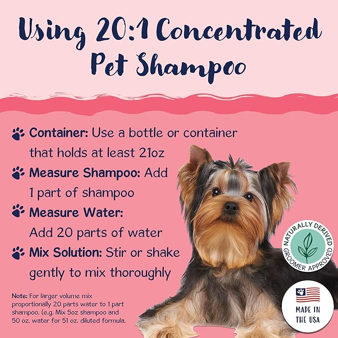 Bobbi Panter Cat Shampoo and Conditioner - Made in USA - All Natural 2-in-1 Formula for Reducing Shedding, Dander, Matting - Concentrated 10:1 for Professional Groomers - Watermelon Scent, 13 Oz-PawvioPets
