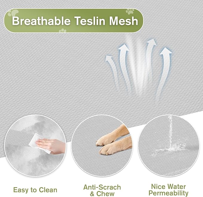 Elevated Dog Bed 42 Inch - Breathable Raised Pet Bed for Large Dogs, Waterproof Dog Cot Bed Easy to Assemble, Durable Portable Pet Cot with Non-Slip Feet, Grey-PawvioPets