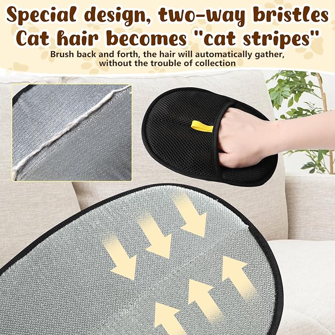 2Pcs Pet Hair Removal Glove, New Upgrade Efficient Grooming Gloves for Pet Hair,Cat Grooming Gloves for Hair Removal,Versatile Reusable Electrostatic Pet Hair Remover Glove-PawvioPets