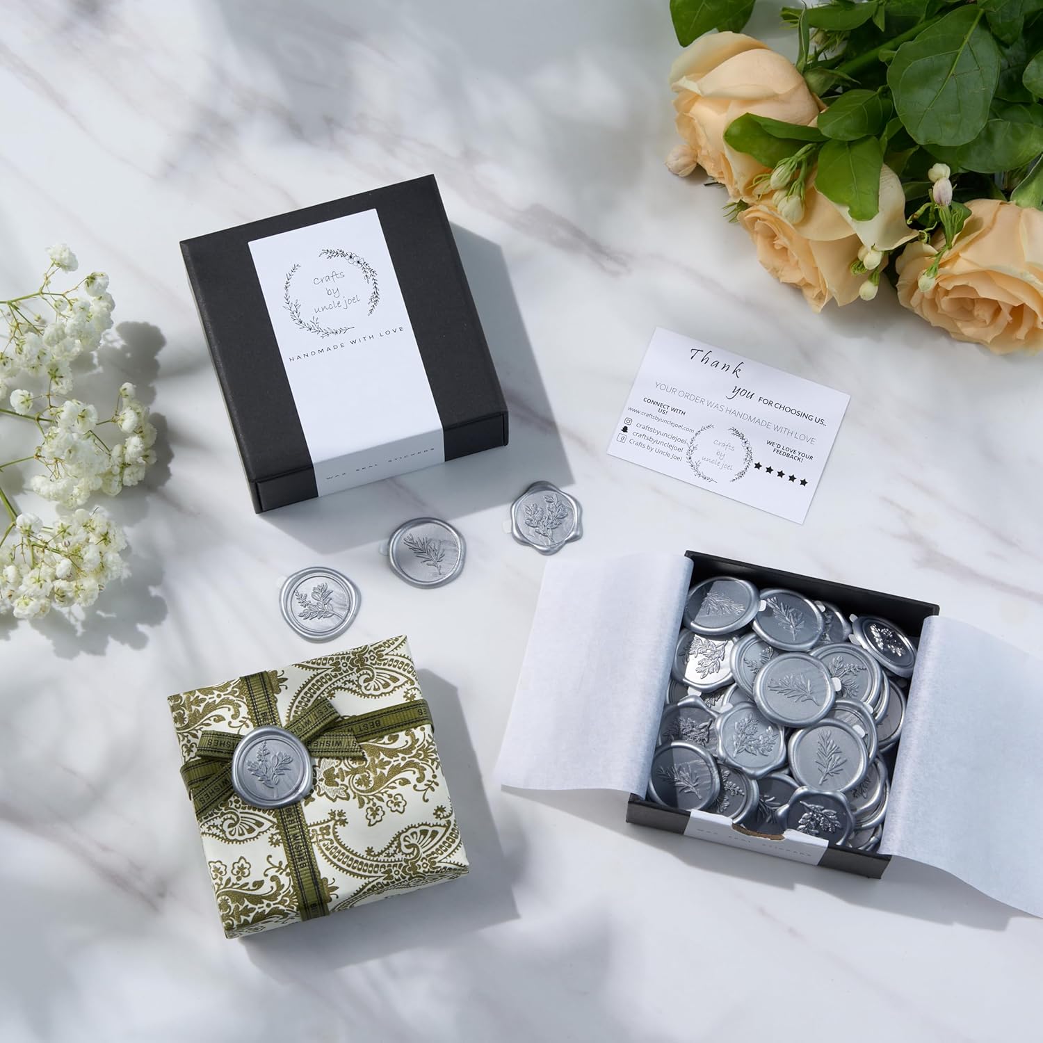 Wax Seal Stickers (60 Pcs, 3 Designs in 1 Pack) Premium Envelope Seal Stickers for Wedding Invitation Envelopes, Adhesive Wax Seals, Perfect for Seating Chart, Gift Wrapping