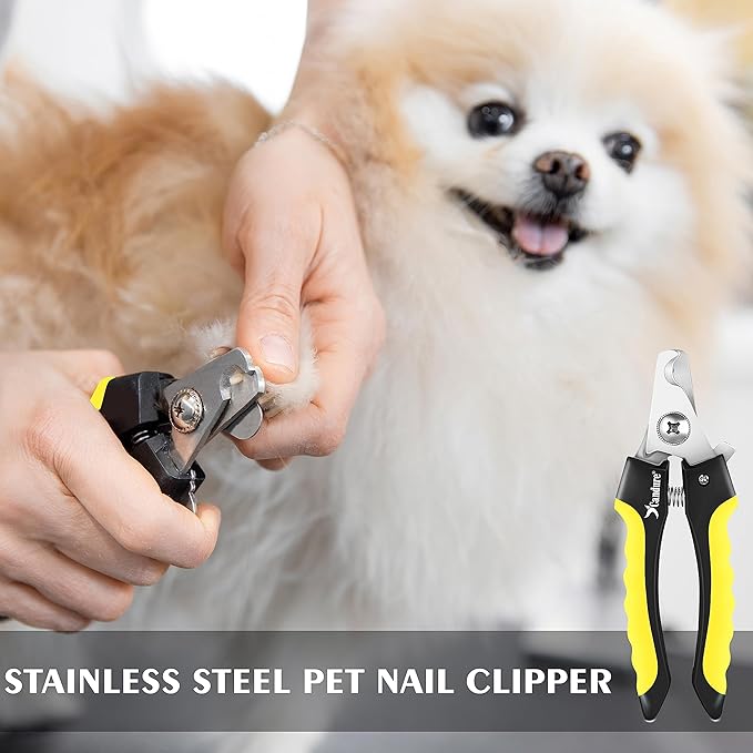 Candure Dog Nail Clippers for Pet Grooming - Professional Cat Nail Trimmers Suitable for Small to Medium Breeds with a Safety Guard & Nail File-PawvioPets