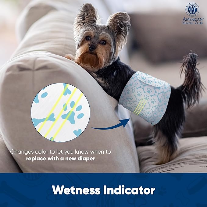 American Kennel Club Male Dog Wrap, Disposable Diapers with Wetness Indicator, Large, 50 Count (Pack of 6)-PawvioPets