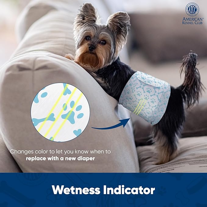 American Kennel Club Male Dog Wrap, Disposable Diapers with Wetness Indicator, Large, 50 Count-PawvioPets
