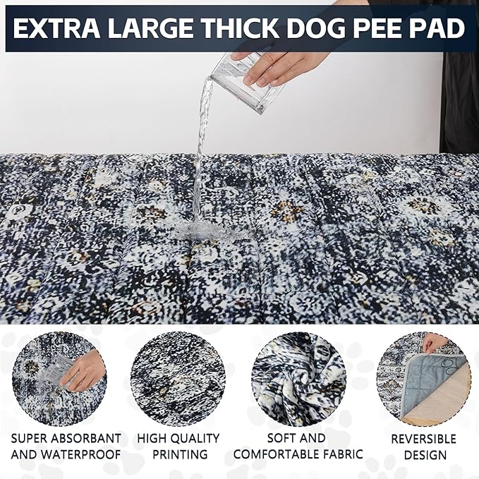 Extra Large Washable Pee Pads for Dogs (72"x72"), Upgrade Reusable Puppy Pads with Non-Slip Rug Pad, Super Thickening Absorbent Leakproof Dog Traning Pads Whelping Pad for Dogs, Doggie-PawvioPets