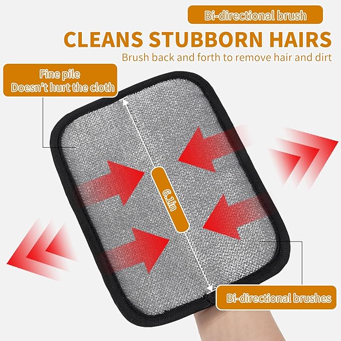 2PCS Electrostatic Pet Grooming Gloves, Reusable Hair Remover for Dog Cat Fur on Clothes Furniture Car Seat/Black-PawvioPets