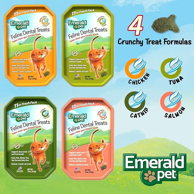 Feline Dental Treats — Tasty and Crunchy Cat Dental Treats Grain Free — Natural Dental Treats to Clean Cat Teeth, Freshen Cat Breath, and Reduce Plaque and Tartar Buildup — Tuna Treats, 11 oz-PawvioPets