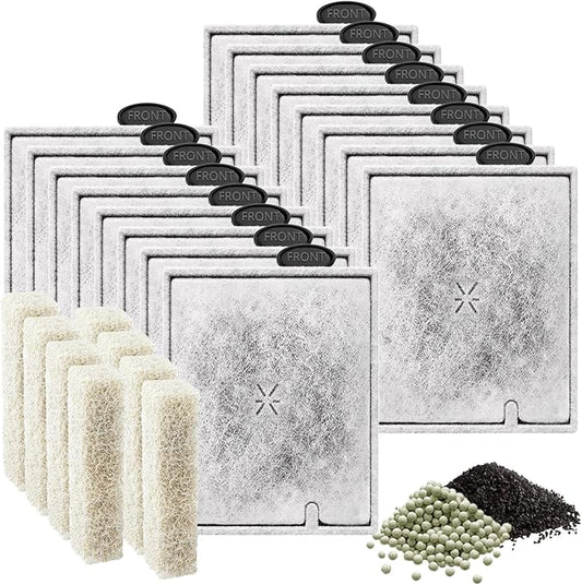 16 Pack Large Filter Cartridges Compatible with Aqueon QuietFlow Filter LED PRO Size 20,30,50,75/Power Filter Size 20,30,50,55/75, E Internal Size 40 Canister Filter-PawvioPets