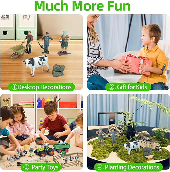 46Pcs Farm Toys, Tractor Toy w/Lights & Sound, Farm Animals Toys for 3 4 5 6 7 8+ Year Old Toddler Girls Boys Kid, Figures Farmer Vehicle Truck Fence Farm Playset Educational Learning Toys-PawvioPets