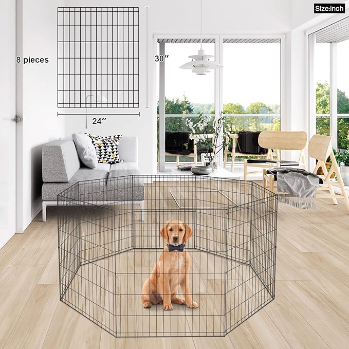 BestPet Metal Wire Playpen, 30 Inch Tall Black-PawvioPets