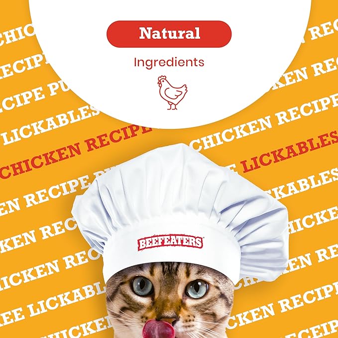 Beefeaters Cat Treats Lickable Puree 1.59oz (12-Pack) – Chicken, Grain-Free, Taurine-Enriched, Ideal for Training & Interactive Feeding-PawvioPets