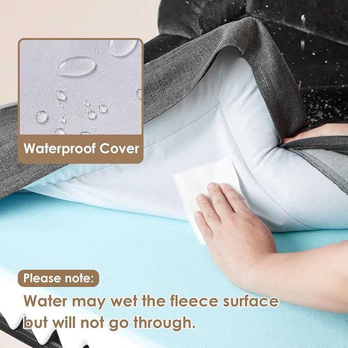 EHEYCIGA Orthopedic XL Dog Beds, Waterproof Memory Foam Dog Bed for Extra Large Dogs, Non-Slip Bottom and Egg-Crate Foam Big Pet Couch Bed with Washable Removable Cover, Dark Grey-PawvioPets