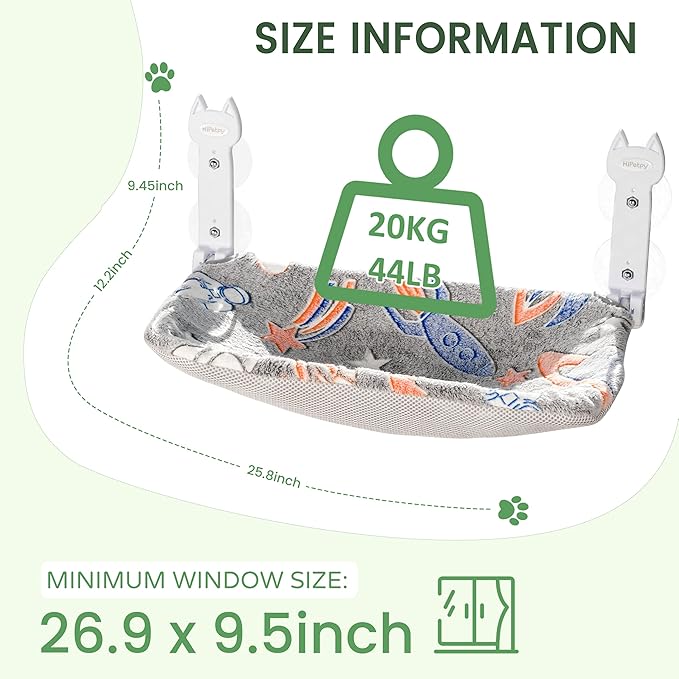 2 Pack Cat Window Perch, Glow in The Dark Foldable Cat Hammock with Sunken Design & Removable Soft Cover, Breathable Cordless Window Bed for Resting Indoor Kitten (Shallow Perch, 2 Pack - L)-PawvioPets