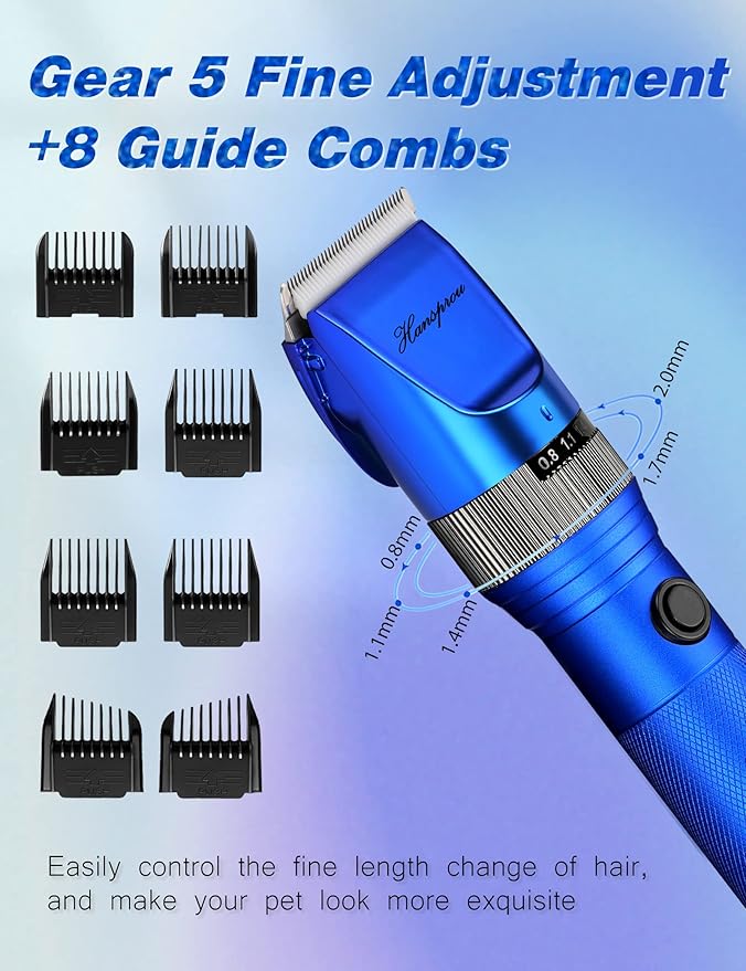 Dog Grooming Clippers, Professional 12V Heavy Duty Pet Clippers, Large Dog Shaver for Thick Coat,Plug-in Pet HairTrimmer with Guard Combs Brush for Dogs Cats-PawvioPets