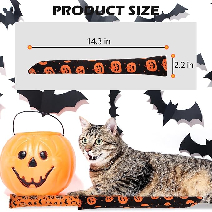 EXPAWLORER Halloween Cat Toys, 4 pcs Soft Pillow Catnip Toys with Bells Inside, Interactive Bite Resistant Fish Shape Kicker Toys for Indoor Kitten Playing-PawvioPets