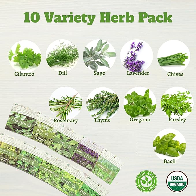 10 Indoor Herb Garden Kit- Burlap Pots, Organic Seeds, Herb Garden Planter Indoor Kit, Easy Window & Kitchen Herbs Growing Kit, Cilantro, Basil, Sage, Oregano, Parsley, Dill, Chives etc.-PawvioPets