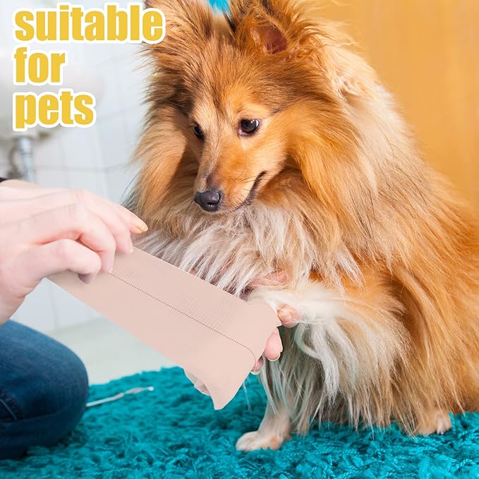 4 Rolls Elastic Tape Adhesive Elastic Tape Self Adhesive Bandage Wrap Flexible Stretch Bandages for Sports Ankle, Knee and Wrist Sprains Animal Pets, 5 Yard (4 Inch in Width)-PawvioPets