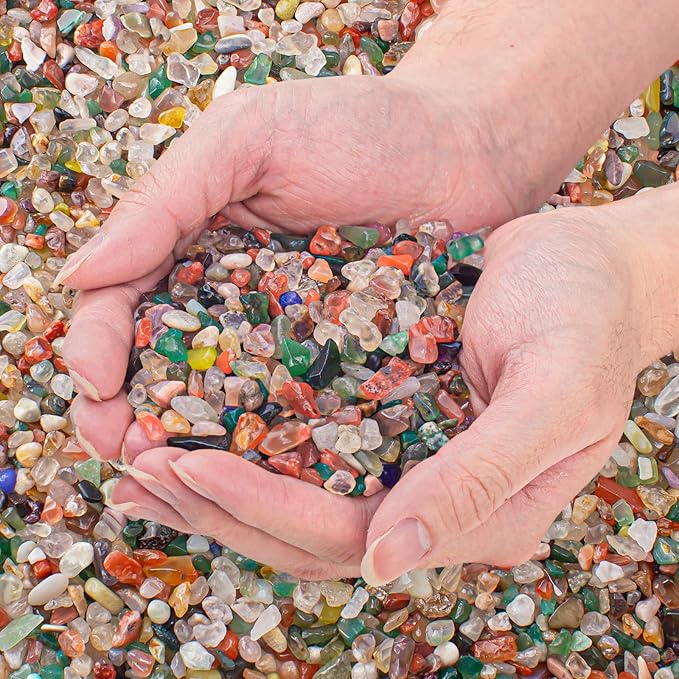 3 Lb Crystal Chips Bulk Tumbled Crushed Quartz Stones, 7 Chakra Crystal Quartz Rocks Healing Stones Pebbles for Vases Filler, Aquarium Gravel Rocks, Succulent Plants Decor-PawvioPets