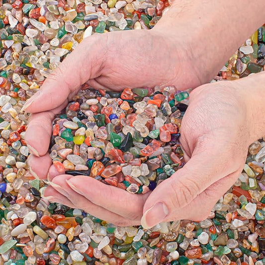 3 Lb Crystal Chips Bulk Tumbled Crushed Quartz Stones, 7 Chakra Crystal Quartz Rocks Healing Stones Pebbles for Vases Filler, Aquarium Gravel Rocks, Succulent Plants Decor-PawvioPets