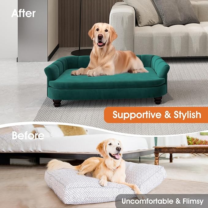 Dog Couch Sofa Bed, Comfortable Pet Sofa for Large and Medium Dogs, Soft Velvet Cushion, Durable Dog Furniture for Living Room-PawvioPets