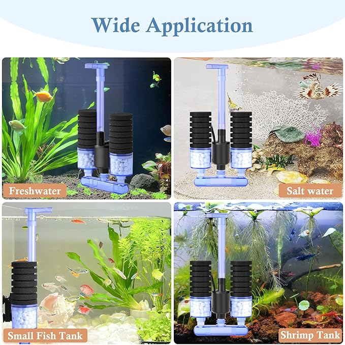 FEDOUR Aquarium Sponge Filter with Water Pump, Quiet Electric Biochemical Filter, with 4pcs Filter Sponge and Ceramic Balls, for up to 40Gallon Fish Tank, Turtle Tank, Shrimp Tank-PawvioPets