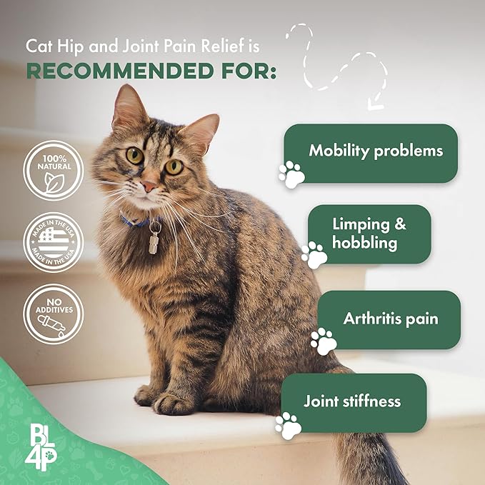 Cat Hip and Joint Pain Relief Supplement, Cat Arthritis Pain Relief, Heal from Sprains, Inflammation and Injuries, Improve Mobility, Natural Easy-to-Swallow, Odorless, Tasteless, 400 Pills-PawvioPets