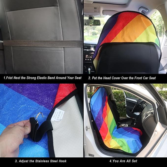 Car Seat Cover Protector Front Seats,for Gym Workout,Running,Swimming,Beach and Hiking,Waterproof Sweat Towel Bucket Seat Covers for Cars SUV Trucks (Rainbow, 1Pcs)-PawvioPets