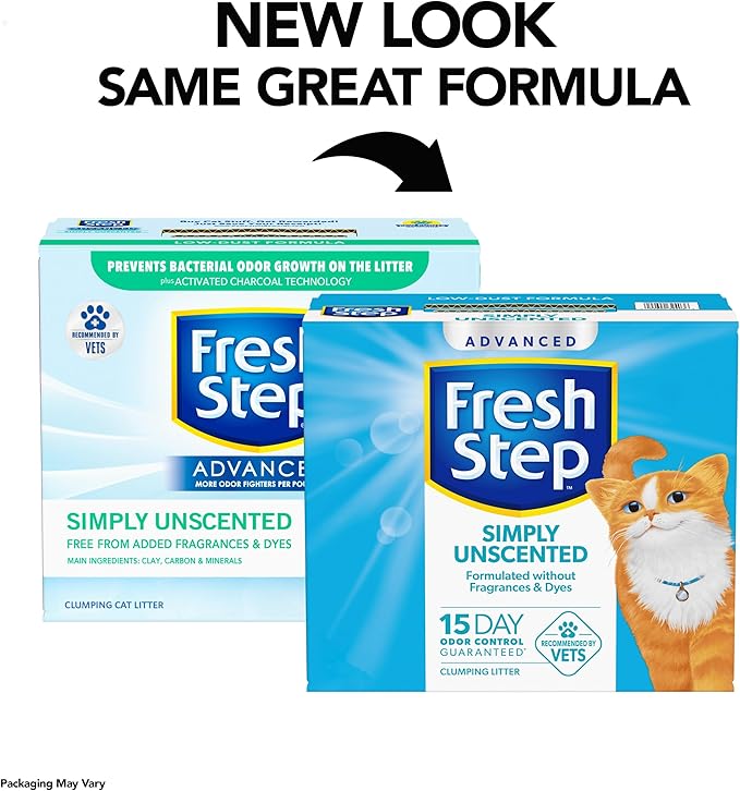 Fresh Step Advanced Simply Unscented Clumping Litter, Fresh Step Unscented Cat Litter Fights Odor on Contact, 37 lbs. (2 x 18.5 lb. Box)-PawvioPets