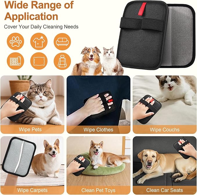 4 Pack Electrostatic Pet Hair Removal Gloves, Reusable Washable Dog & Cat Hair Remover Gloves for Furniture, Carpet, Car Seats, Effortless Cleaning-PawvioPets