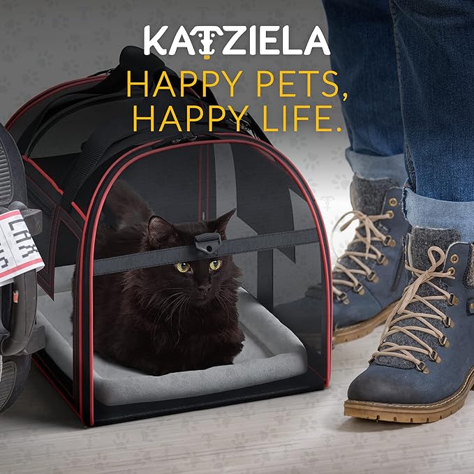 Airline Compliant Pet Carrier - Rolling Portable Travel Carry Crate for Small Dog Puppy or Cat - Soft Removable Wheeled Design with Mesh Window Sides - Airplane and TSA Compliant- by Katziela-PawvioPets