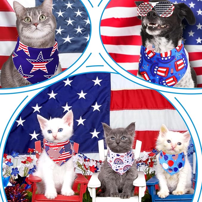 Abbylike 200 Pcs Patriotic Dog Bandanas Bulk Labor Day Bandanas for Dogs Triangle Kerchief Scarf Set for Puppy Small Medium Large Workers' Veterans Day Costume Accessories (25.6 x 17.7 x 17.7 Inch)-PawvioPets