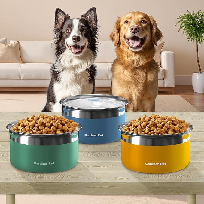 Gardner Pet Dog Bowls 1 Gallon (3.85L) Stainless Steel No Spill Dog Water Bowl, Slow Water Feeder Metal Bowls, Spill Proof Water Dispenser for Large Dogs, Promotes Healthy Hydration-PawvioPets