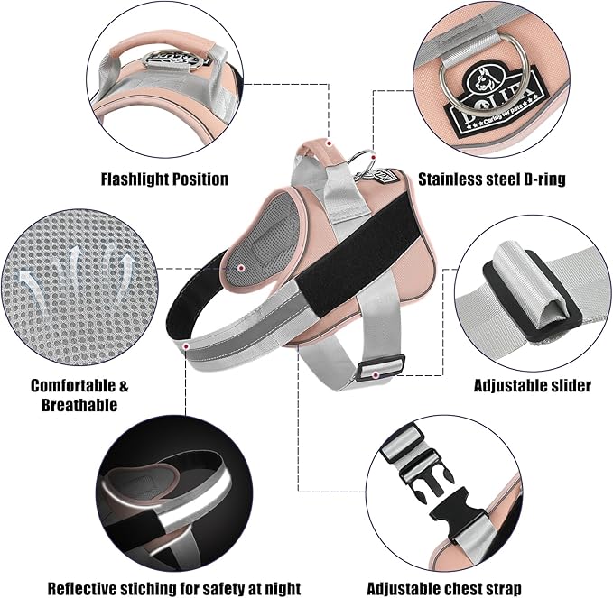 Bolux Dog Harness, No-Pull Reflective Dog Vest, Breathable Adjustable Pet Harness with Handle for Outdoor Walking - No More Pulling, Tugging or Choking-PawvioPets