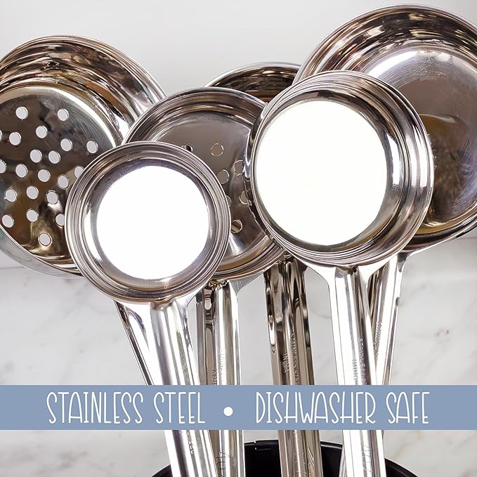 Darware Portion Control Serving Spoons (6-Piece Ladle Set); w 1/4 Cup, 1/2 Cup, 3/4 Cup & 1 Cup (2, 4, 6, 8 oz) & 1/2 & 1 Cup Utensils/Spoodles-PawvioPets