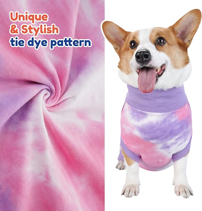 Breathable Dog Recovery Suit for Male/Female, Tie Dye Purple Dog Onesie for Abdominal Wounds, Cone E-Collar Alternative After Surgery to Anti-Licking, Professional Surgery Suit for Dogs Large-PawvioPets