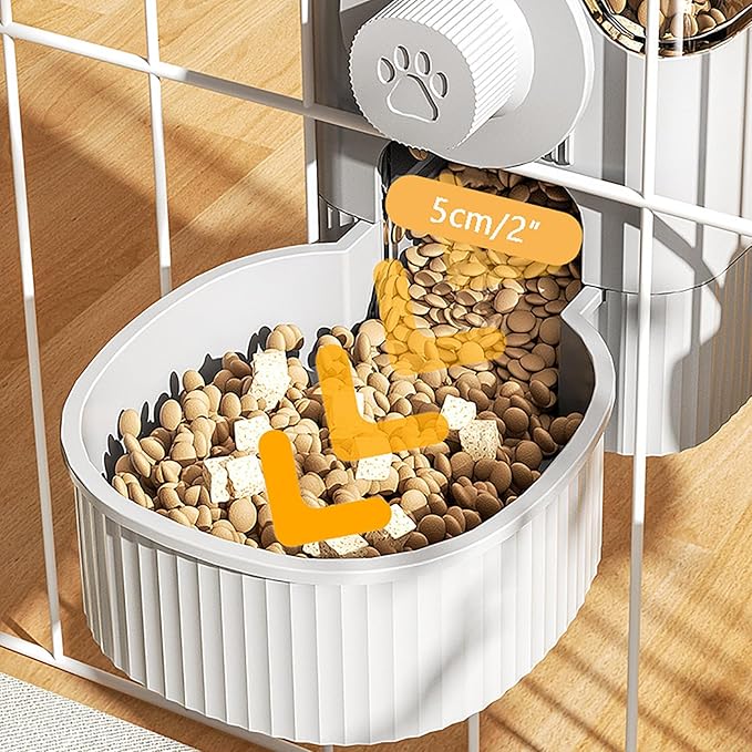 GKYZBB Hanging Automatic Food Water Dispenser,Rabbit Feeder Guinea Pig Water Bottle Food Feeder for Ferret Guinea Pig Rabbit Bunny Cage Accessories (Grey, 520ml+1200ml)-PawvioPets