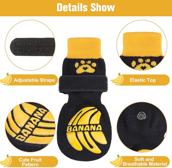 BEAUTYZOO Anti-Slip Dog Socks,Dog Shoes for Hot/Cold Pavement,Paw Protectors with Grips 3 Pairs for Puppy Small Medium Large Senior Old Dogs,Dog Socks to Prevent Licking and Hardwood Floor Protection-PawvioPets