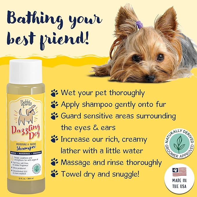 Bobbi Panter Dog Shampoo - Made in USA - All Natural Formula for Deep Nourishing and Cleasing - Concentrated 20:1 for Professional Groomers - Light Chamomile Scent, 13 Oz-PawvioPets