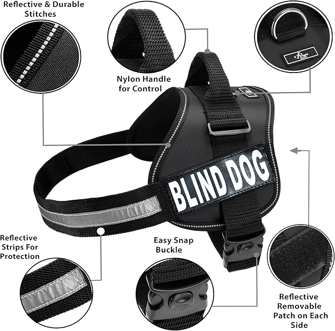 Doggie Stylz Blind Dog Harness No Pull No Escape Dog Vest for Blind Dogs Adjustable Vest with Handle Blind Dog Accessories and Patches for Training and Mobility-PawvioPets