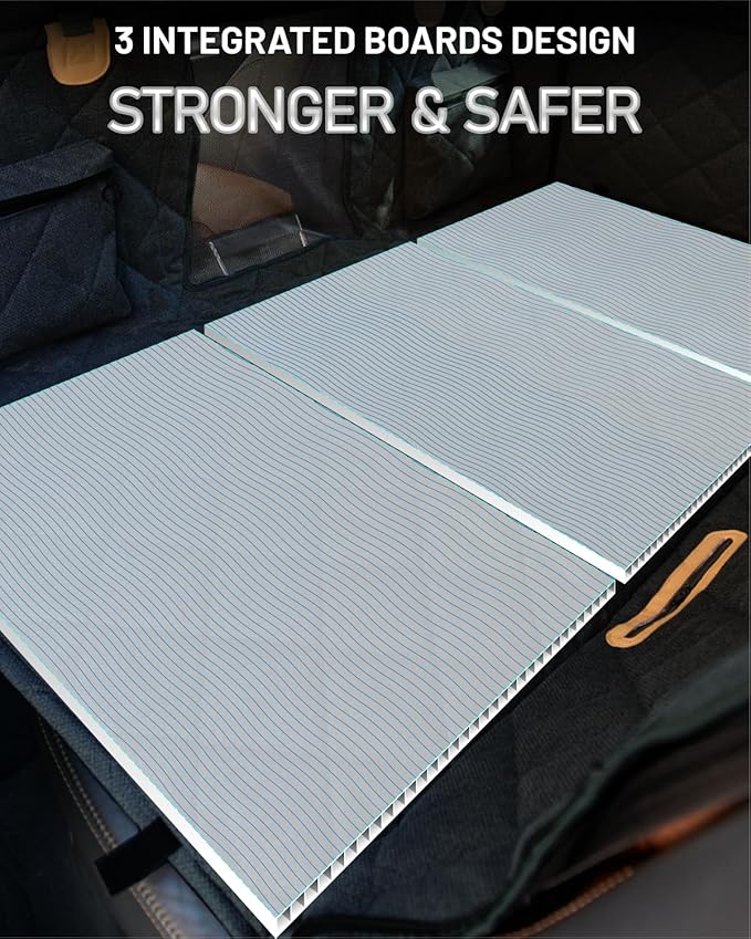 Back Seat Extender for Dog, Waterproof Dog Car Seat Cover for Back Seat, Hard Bottom Car Seat Cover, Large-Space Hammock for Car Truck SUV, Pet Seat Cover Holds 450lbs(Black)-PawvioPets