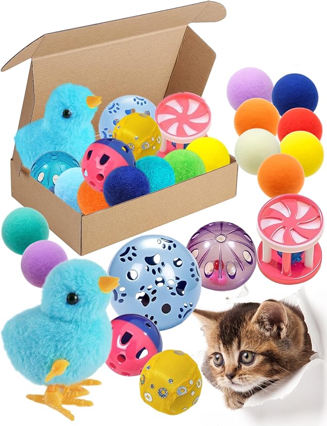 15-Pack Cat Toy Variety for Indoor Cats, Jumping for Joy (1.5'' - 3.7'', Cat Toys Mega Set)-PawvioPets