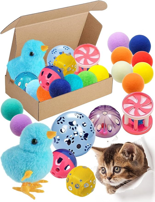 15-Pack Cat Toy Variety for Indoor Cats, Jumping for Joy (1.5'' - 3.7'', Cat Toys Mega Set)-PawvioPets