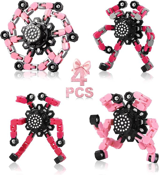 Fidget Toys for Girls, Birthday Gifts for 4 5 6 7 8 9 10 11 12 Year Old Girls Boys, Pink Transformable Fidget Spinners for Kids, Stocking Stuffers for Kids Adults Party Favors Toy-PawvioPets